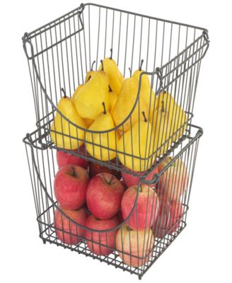 Set of 6 Large Stacking Baskets with Handles, 12.5" x 8.5"