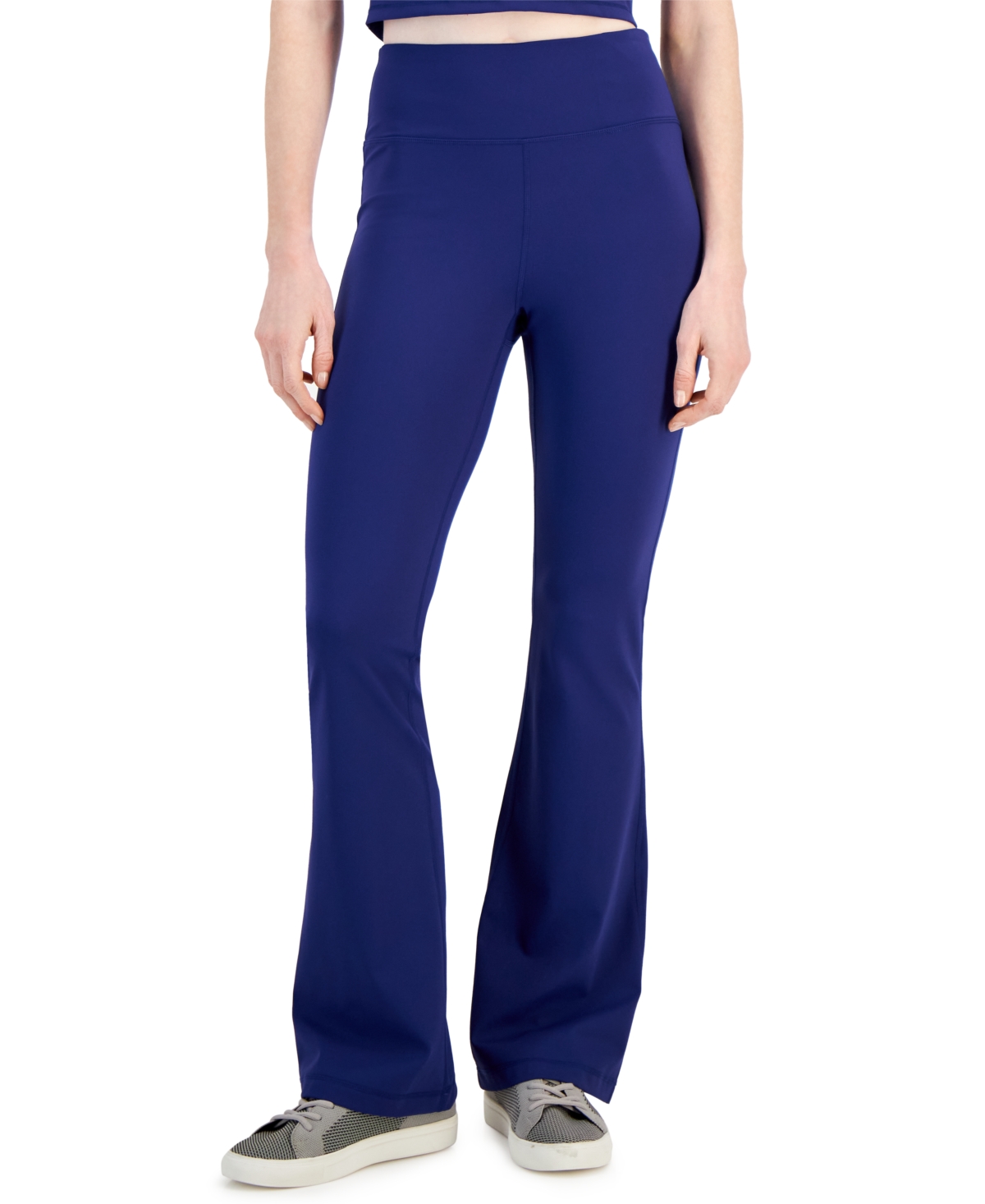Id Ideology Women's Essentials Stretch Active Full Length Cotton Leggings, Created For Macy's In Tartan Blue
