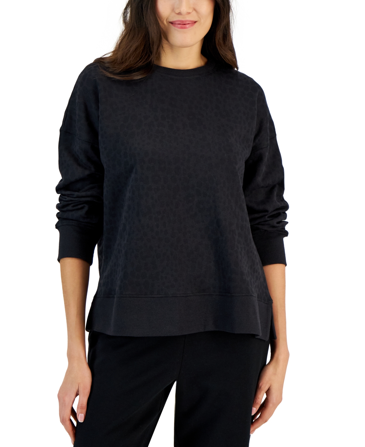 Women's Fleece Crewneck Sweatshirt, Created for Macy's - Cheetah