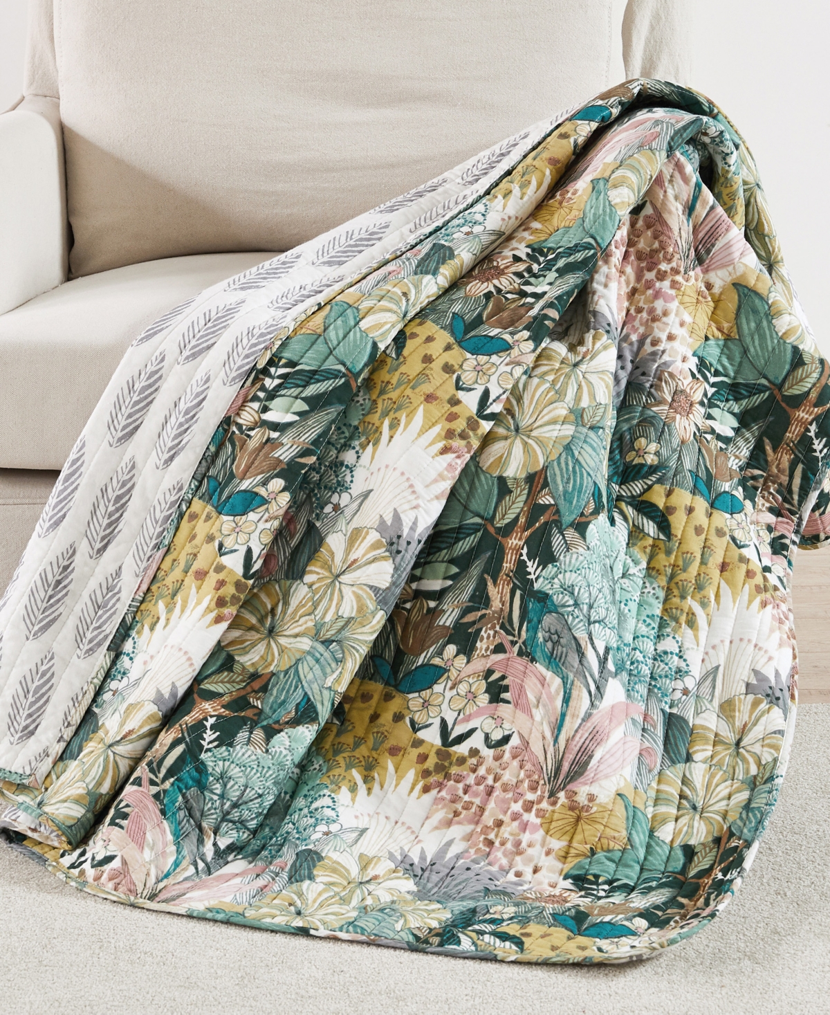 Levtex Ashika Reversible Quilted Throw, 50" X 60" In Green