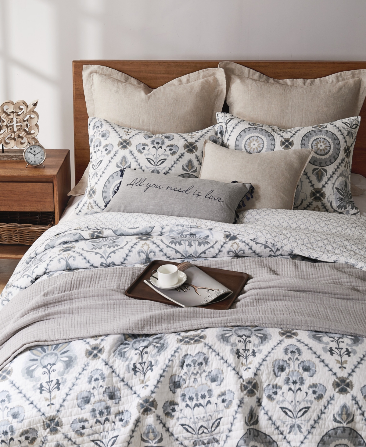 Levtex Maeve Vine Tile Reversible 2-pc. Quilt Set, Twin/twin Xl In Gray