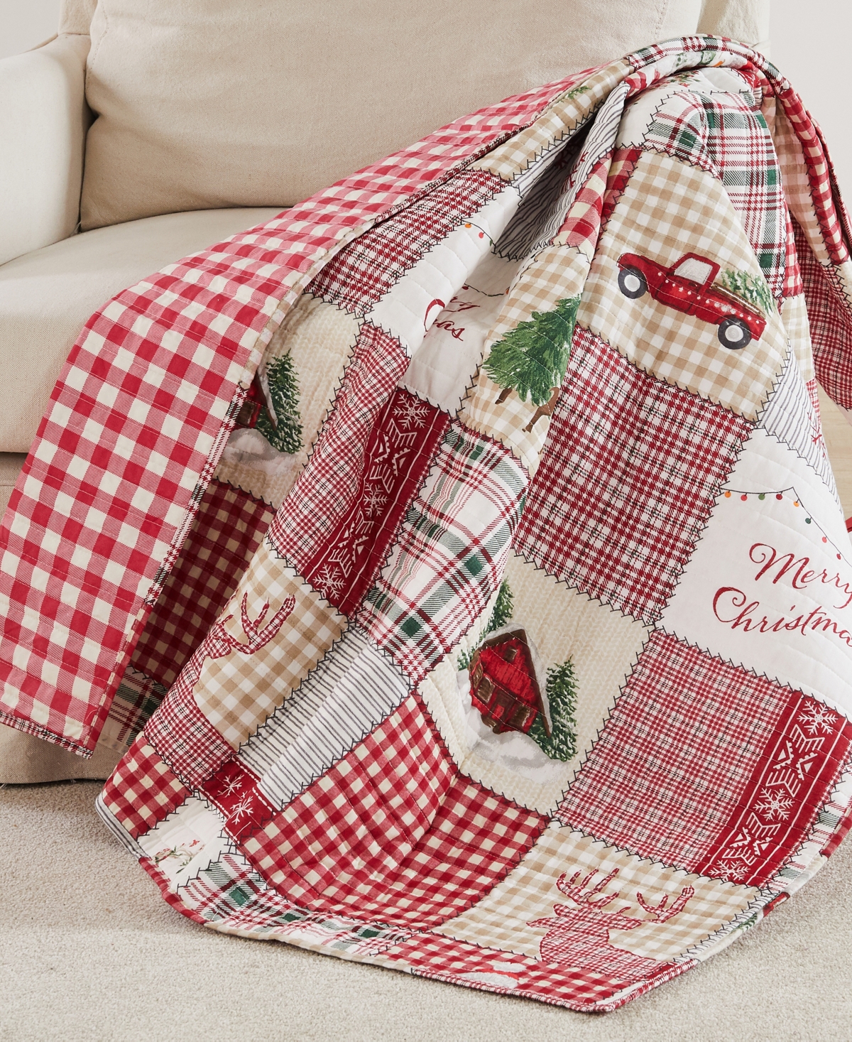 Levtex Home For Christmas Reversible Quilted Throw, 50" X 60" In Red