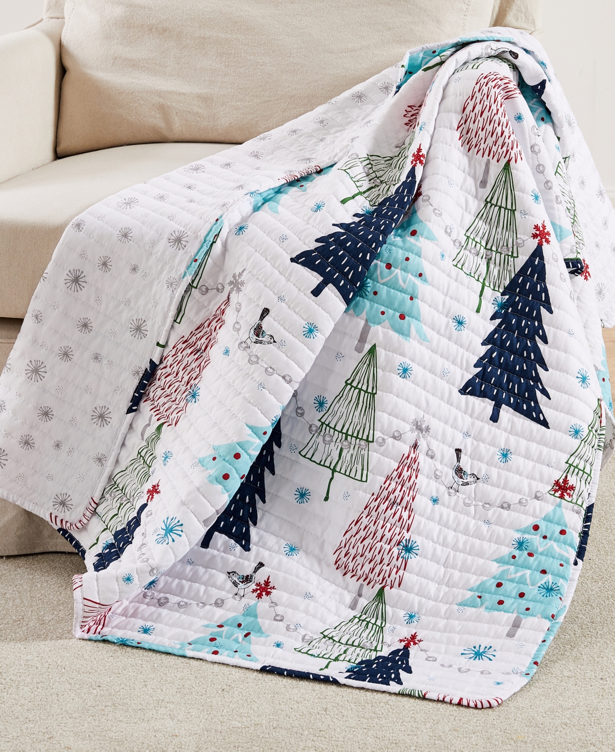 Levtex Merry Pine Reversible Quilted Throw, 50" X 60" In Multi