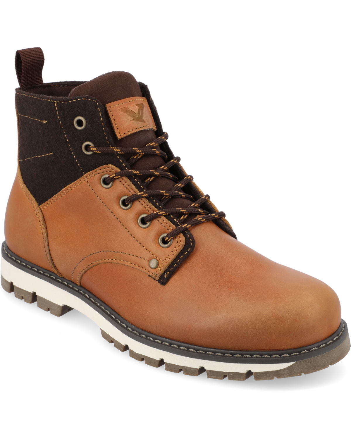 Shop Territory Men's Redline Tru Comfort Foam Plain Toe Lace-up Ankle Boots In Chestnut