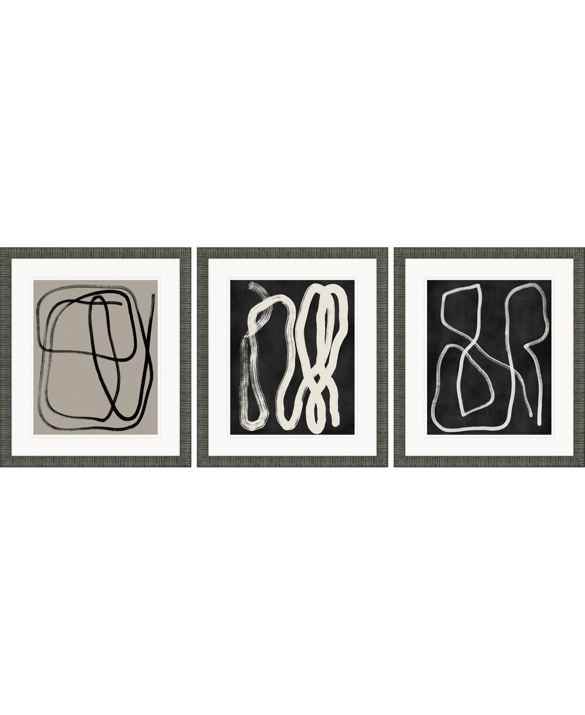 Paragon Picture Gallery Naive Lines I Framed Art, Set Of 3 In Black