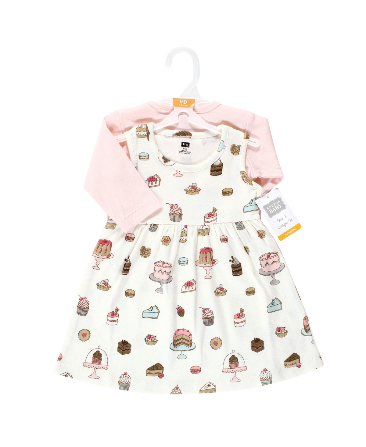 Hudson Baby Toddler Boys Cotton Dress and Cardigan 2pc Set,- Sweet bakery