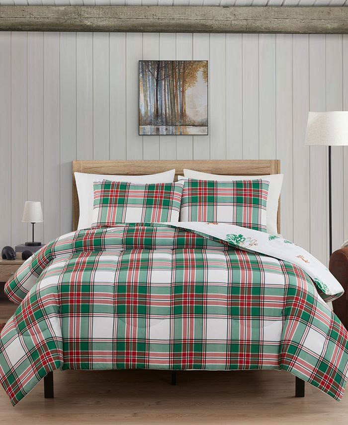 Keeco Holiday Deer Reversible 3-Piece Comforter Set, Created for Macy's ...
