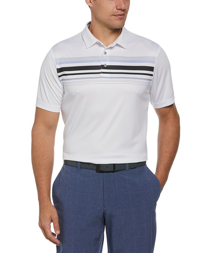 PGA TOUR Men's Athletic-Fit Stripe Performance Golf Polo Shirt - Macy's