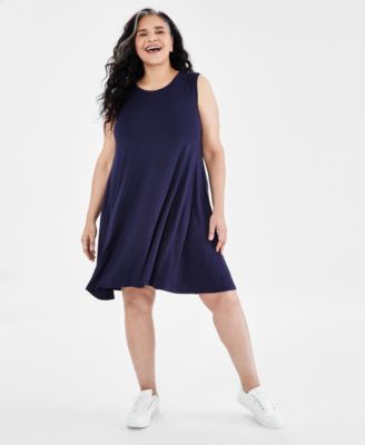 Macy's navy blue plus size dress best sale