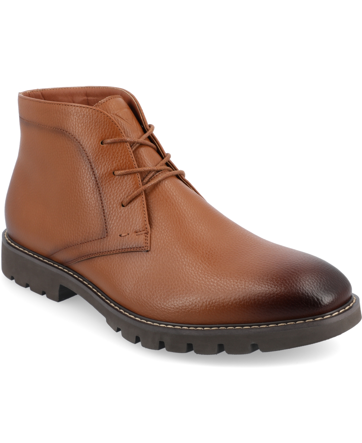 Shop Vance Co. Men's Arturo Tru Comfort Foam Plain Toe Chukka Boots In Cognac