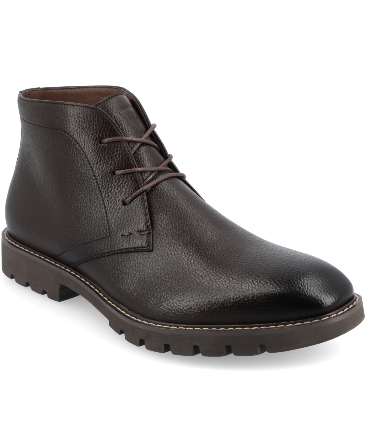 Vance Co. Men's Arturo Tru Comfort Foam Plain Toe Chukka Boots In Brown