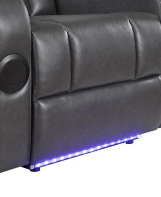 White Label Bryce 36" Power Reclining Chair with Wireless Charger, Cooling Cup-Holder, Storage Arms, Speakers, Led Light and USB Port