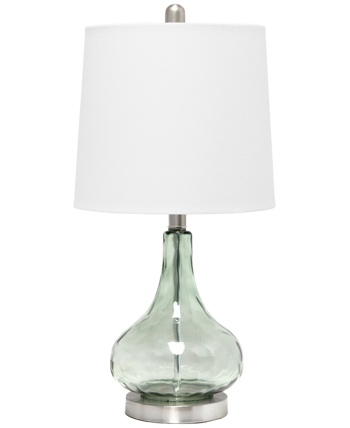 All The Rages Rippled Glass Table Lamp With White Fabric Shade In Clear Sage