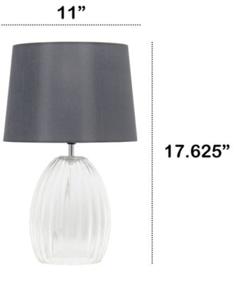 17.63" Contemporary Fluted Glass Bedside Table Lamp with Gray Fabric Shade