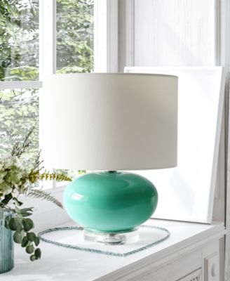 15.25" Modern Overload Glass Bedside Table Lamp with White Fabric Shade
