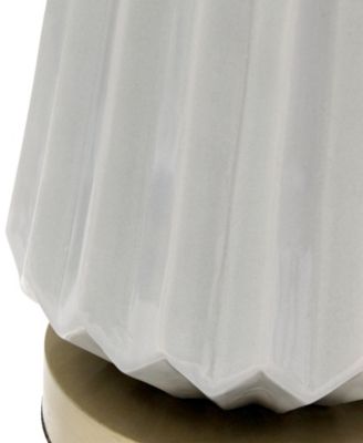 25" Classic Fluted Ceramic and Metal Table Lamp with White Fabric Shade for Bedside Desk Foyer End table Dresser Dining Room