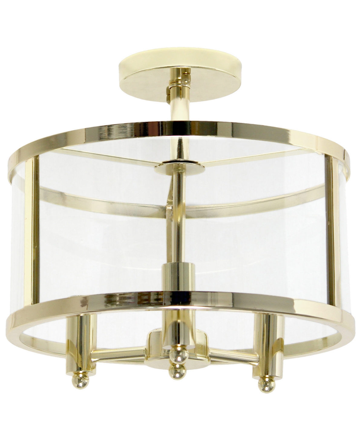 All The Rages 3-light 13" Industrial Farmhouse Glass And Metallic Accented Semi-flush Mount In Gold
