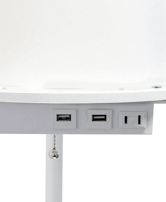 Table De Nuit Avec 4 Ports USB - Étagère De Rangement - Dimensions 38x28x52 Cm - Chêne - Montage Facile