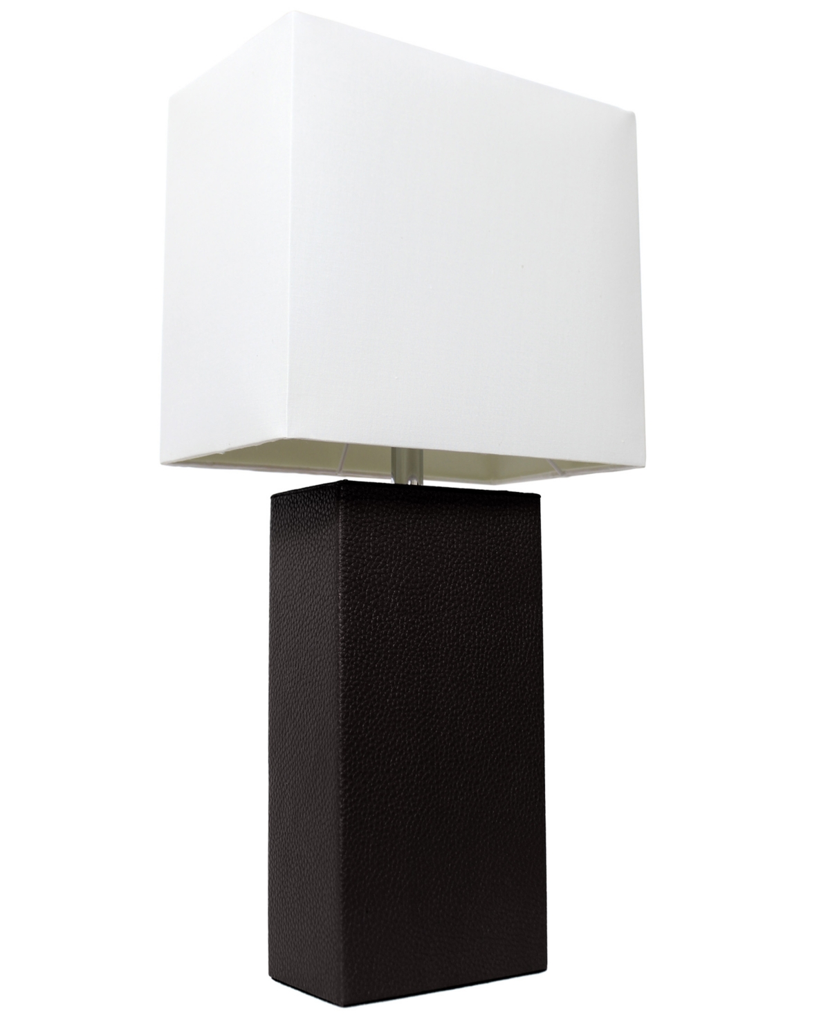 All The Rages Lalia Home Lexington 21" Leather Base Modern Home Decor Bedside Table Lamp With White Rectangular Fa In Black