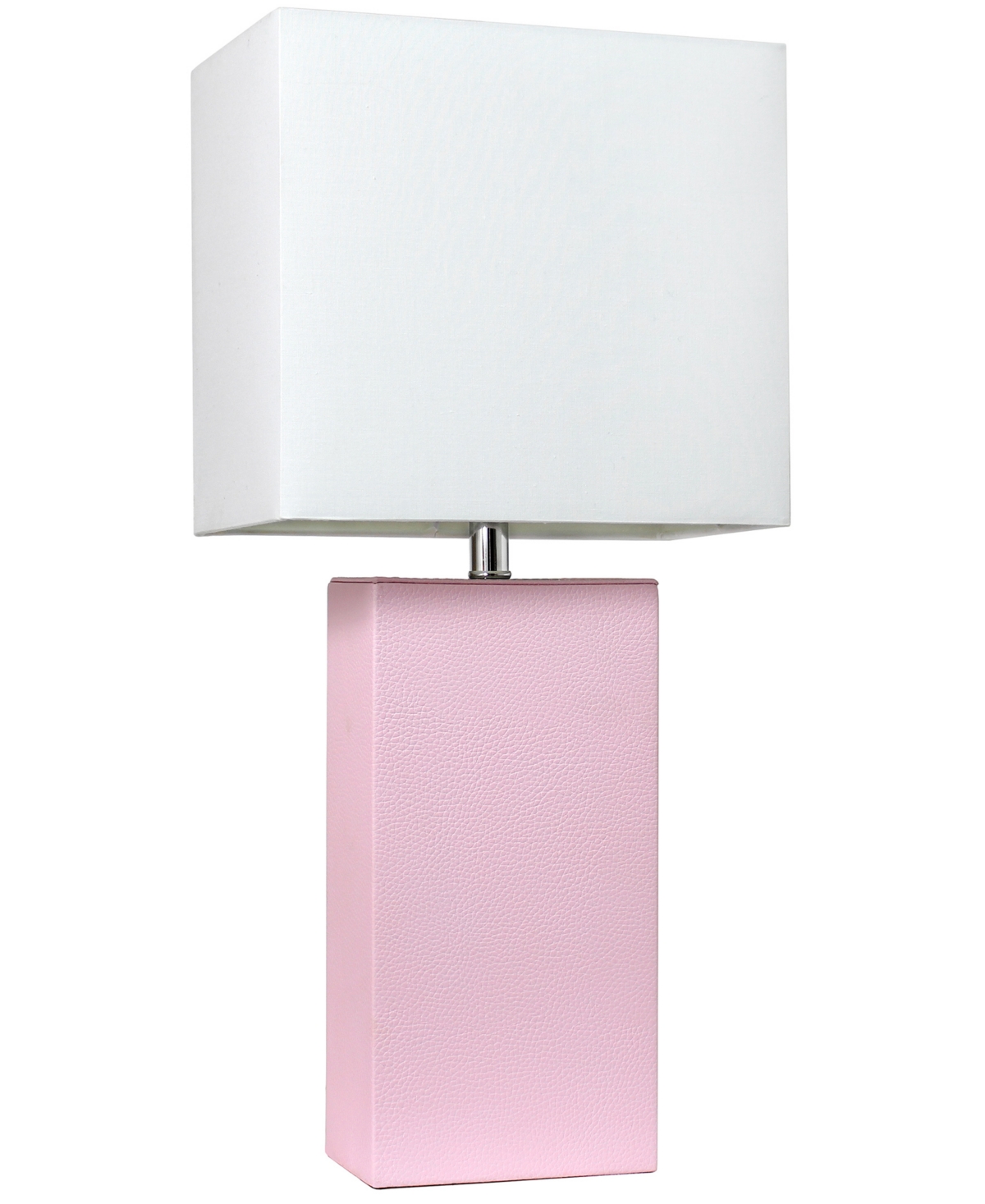 All The Rages Lalia Home Lexington 21" Leather Base Modern Home Decor Bedside Table Lamp With White Rectangular Fa In Blush Pink