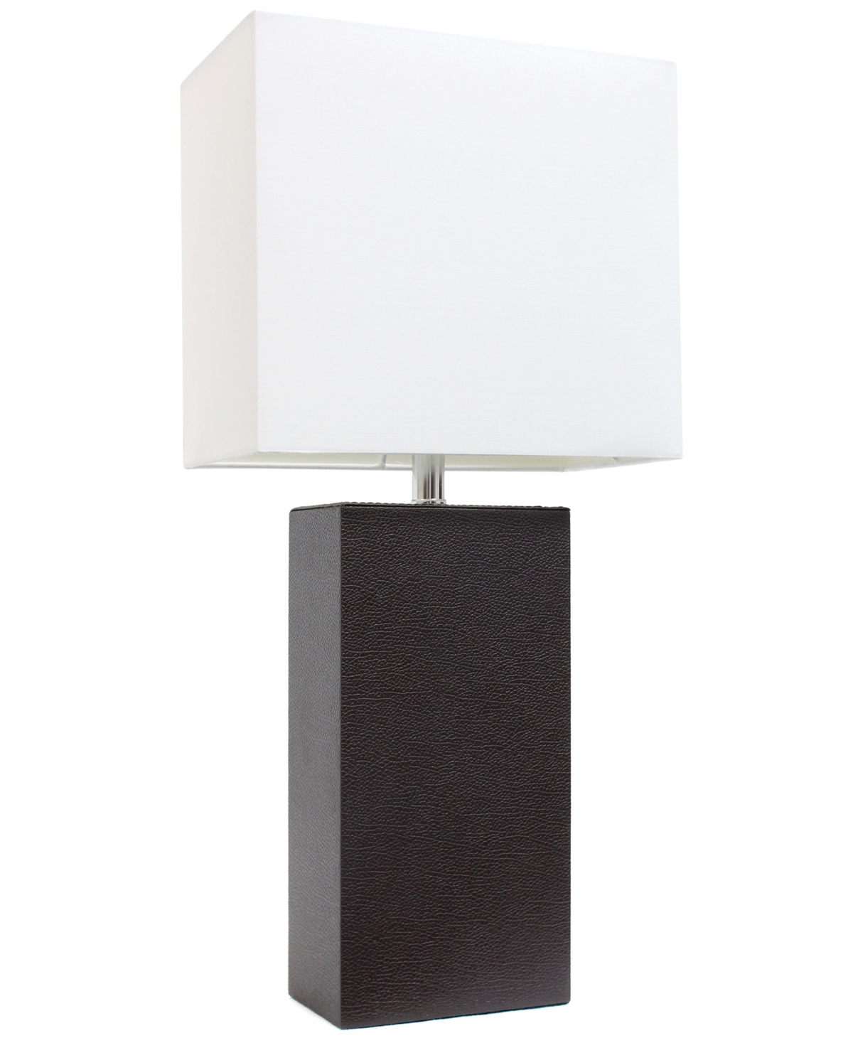 All The Rages Lalia Home Lexington 21" Leather Base Modern Home Decor Bedside Table Lamp With White Rectangular Fa In Espresso Brown