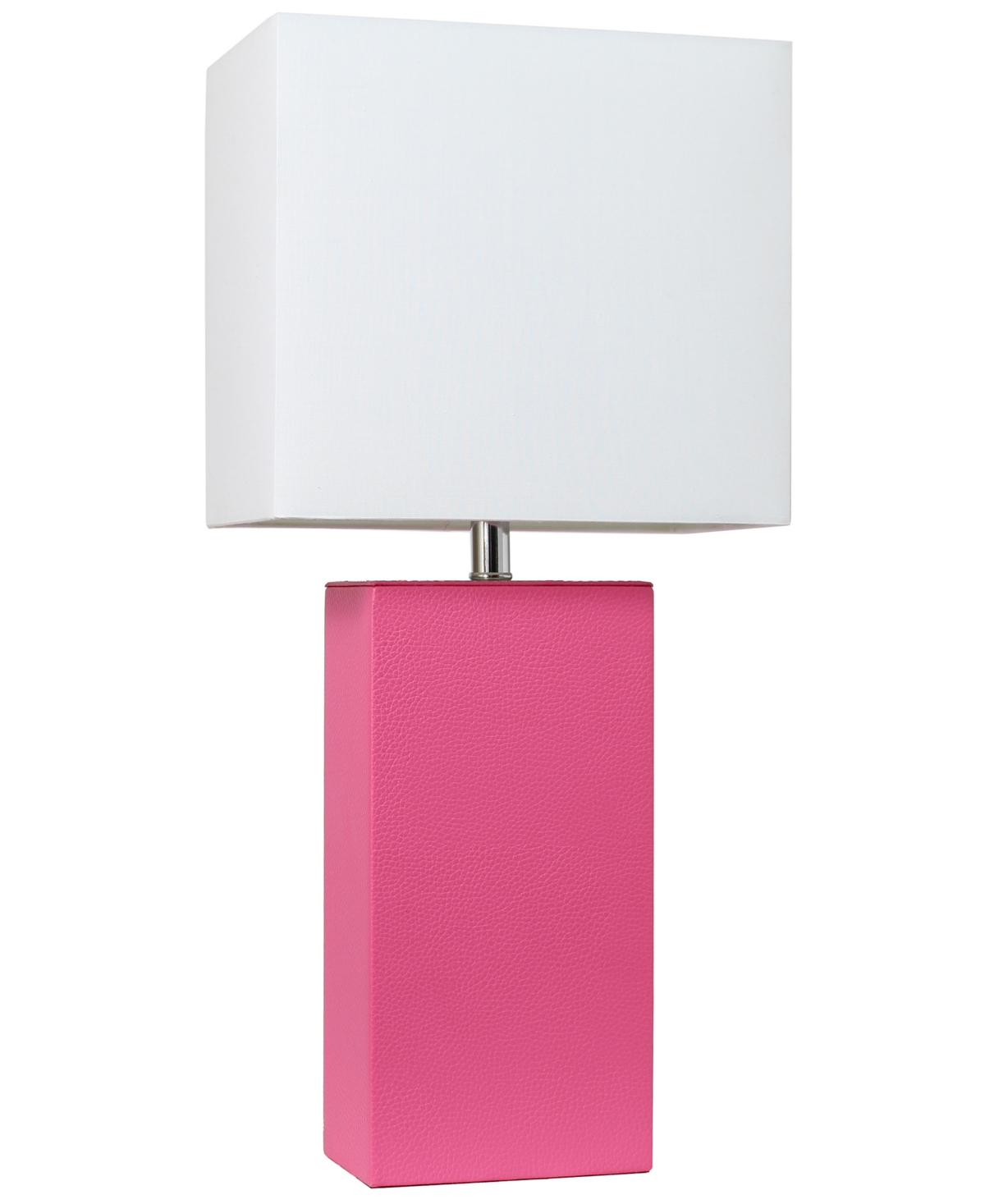 All The Rages Lalia Home Lexington 21" Leather Base Modern Home Decor Bedside Table Lamp With White Rectangular Fa In Hot Pink