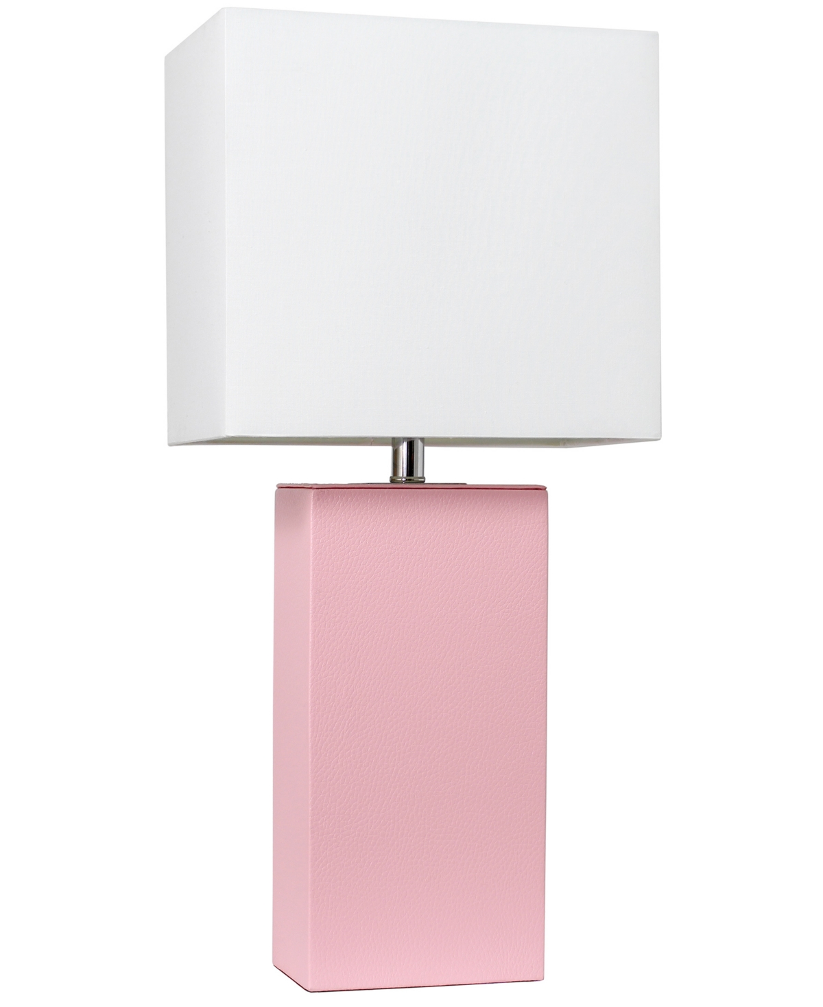 All The Rages Lalia Home Lexington 21" Leather Base Modern Home Decor Bedside Table Lamp With White Rectangular Fa In Pink