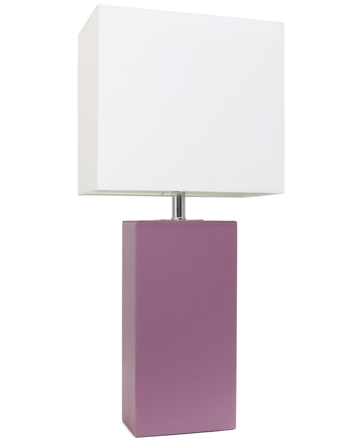 All The Rages Lalia Home Lexington 21" Leather Base Modern Home Decor Bedside Table Lamp With White Rectangular Fa In Purple