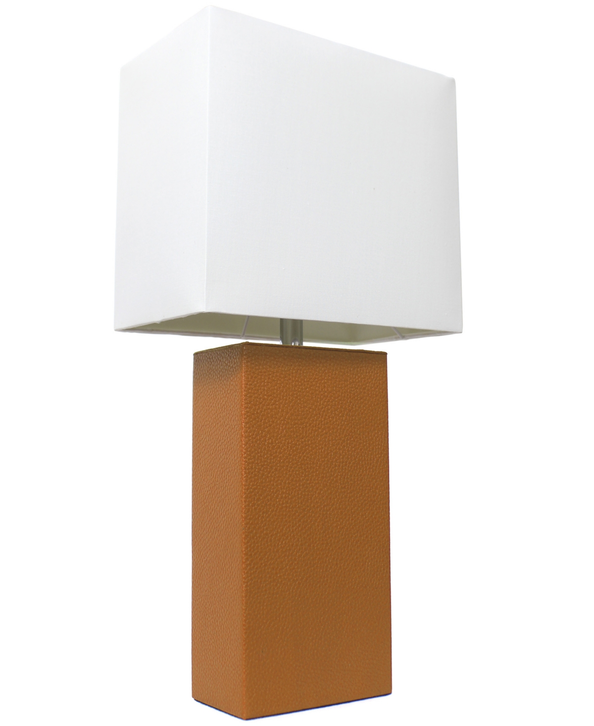 All The Rages Lalia Home Lexington 21" Leather Base Modern Home Decor Bedside Table Lamp With White Rectangular Fa In Tan