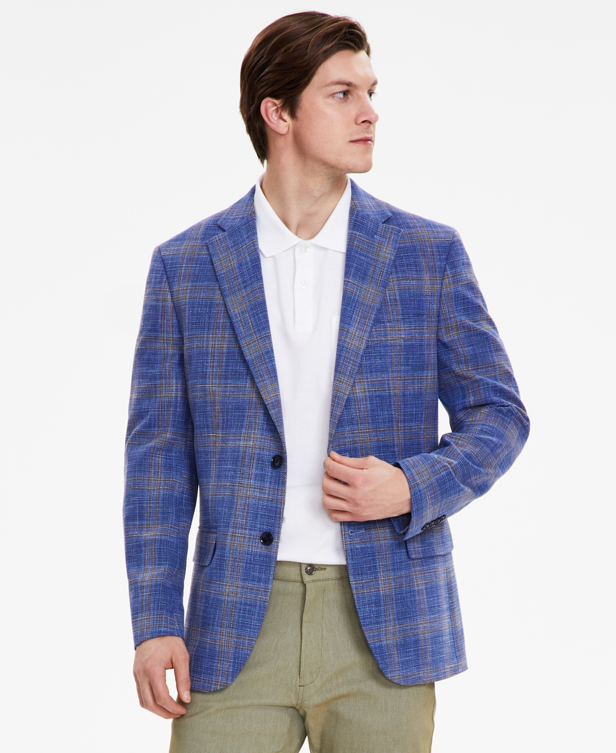 Shop Tommy Hilfiger Men's Modern-fit Check Sport Coat In Blue,brown