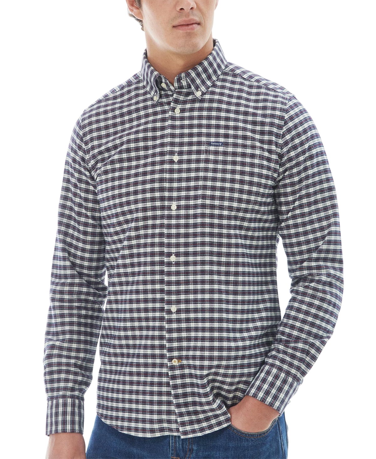 Shop Barbour Men's Emmerson Tailored-fit Highland Check Button-down Oxford Shirt In White