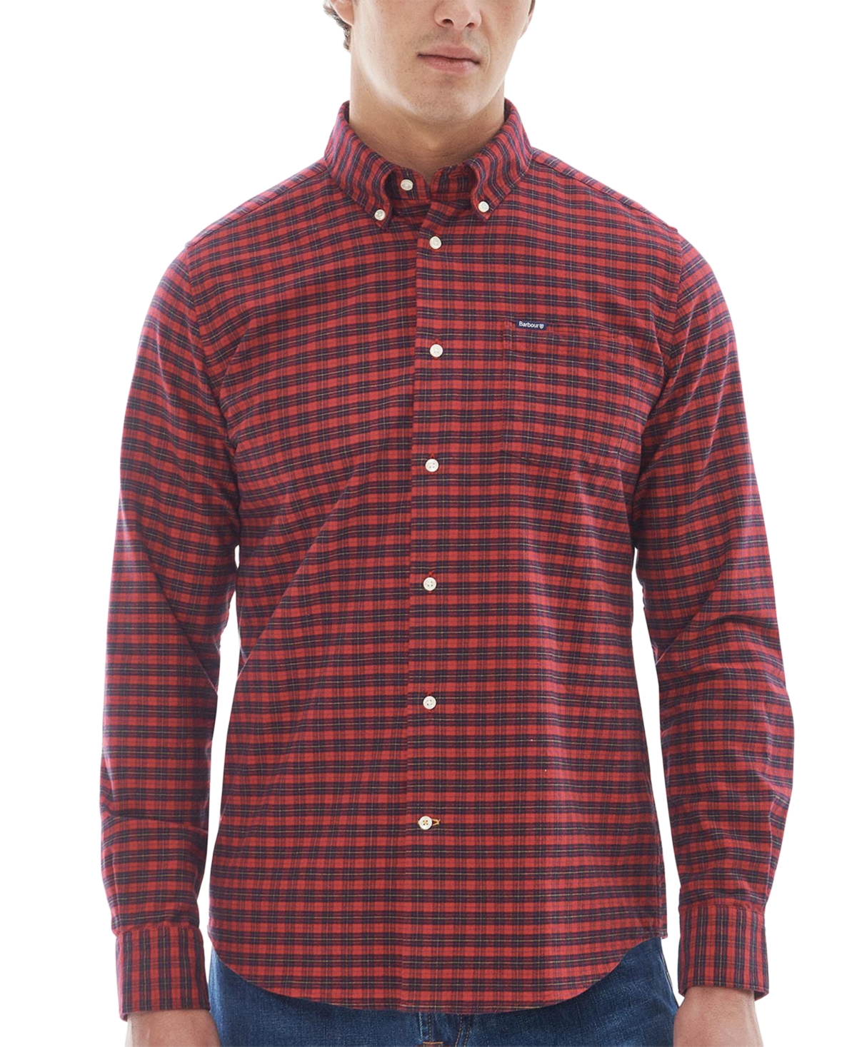 Men's Emmerson Tailored-Fit Highland Check Button-Down Oxford Shirt - Red
