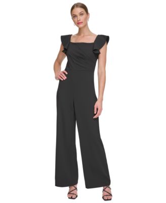 DKNY - Women's Square-Neck Flutter-Sleeve Jumpsuit