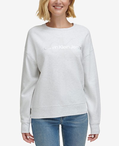 Calvin Klein Jeans Women\'s Foiled West Macy\'s Sweatshirt Village Logo-Print 