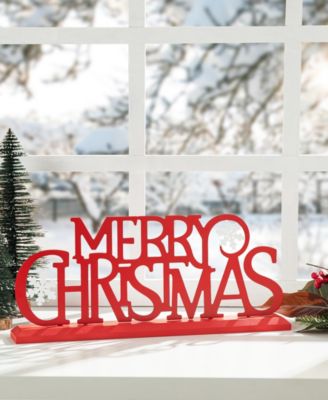 18" L Wood Metal MERRY CHRISTMAS Table Decor