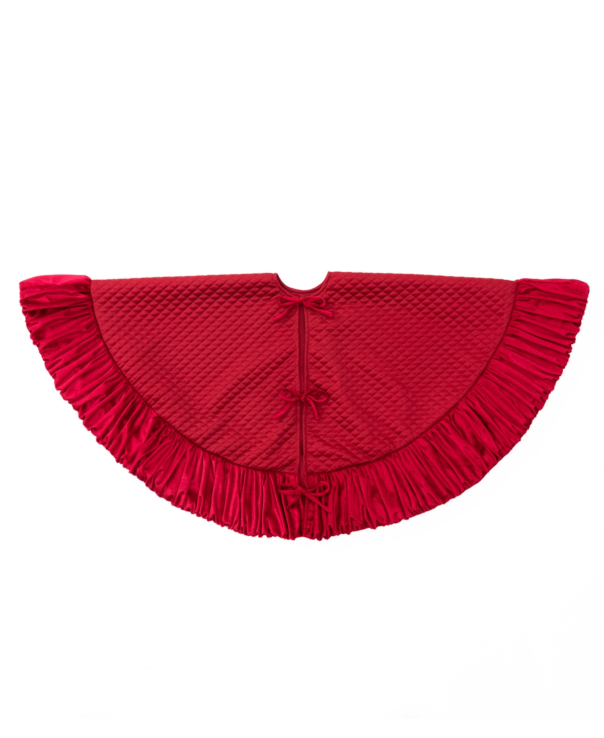Shop Glitzhome 48''d Deluxe Velvet Ruffled Christmas Tree Skirt In Red