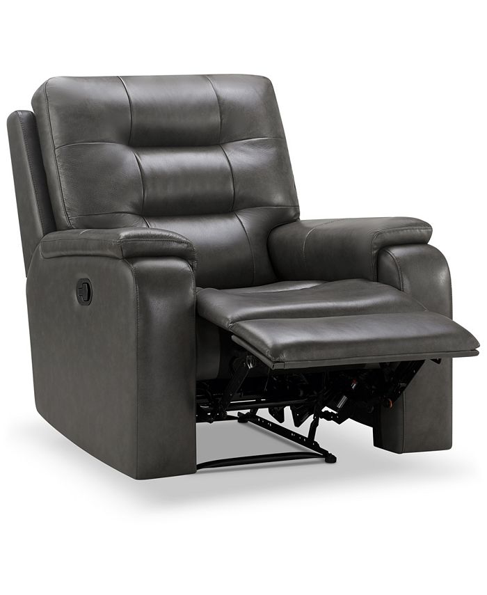 Abbyson Living Waylen 36.3" TopGrain Leather Manual Recliner Macy's