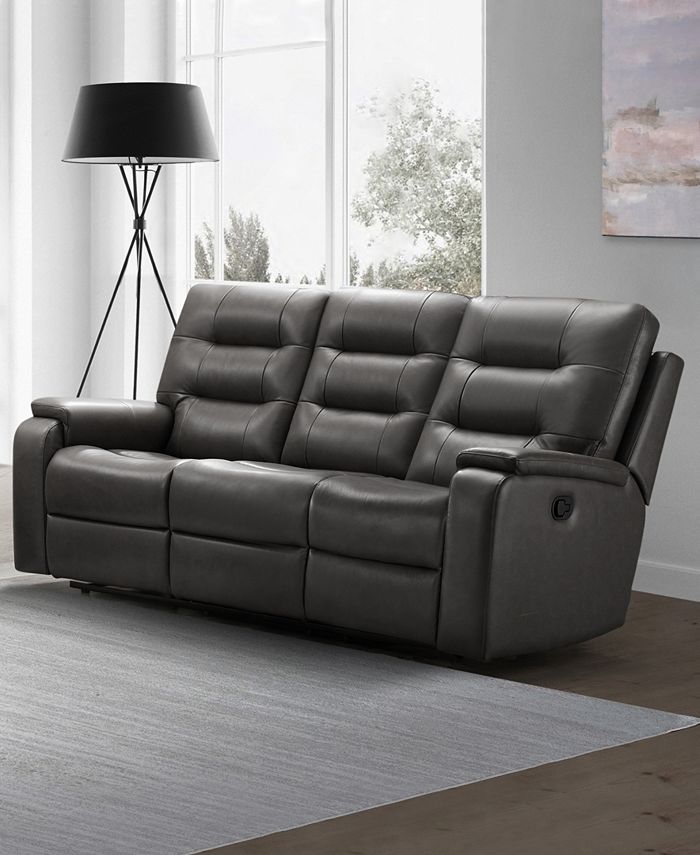 Abbyson Living Waylen 81.5" TopGrain Leather Manual Reclining Sofa