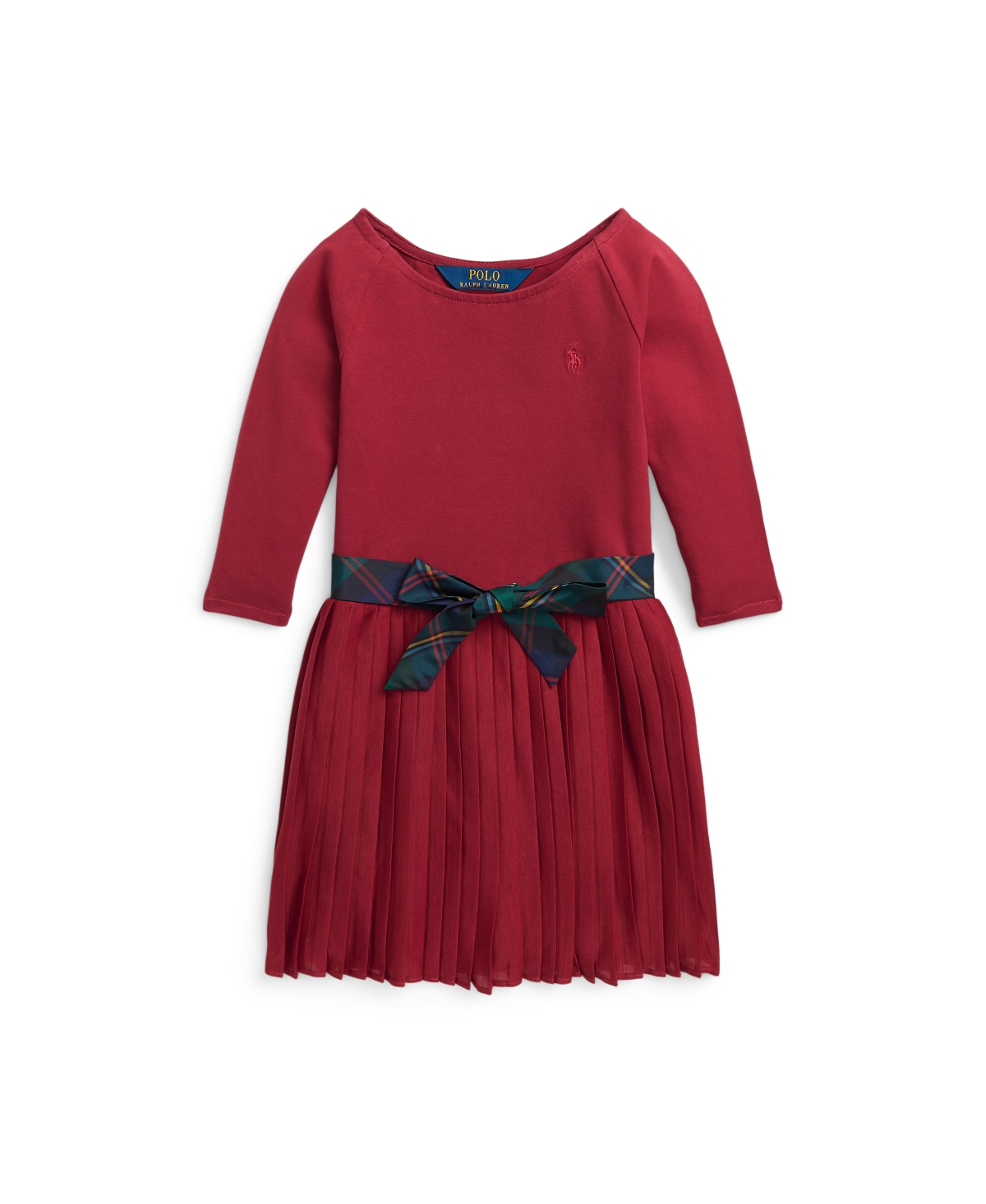 Polo Ralph Lauren Kids' Big Girls Pleated Stretch Jersey Dress In Holiday Red
