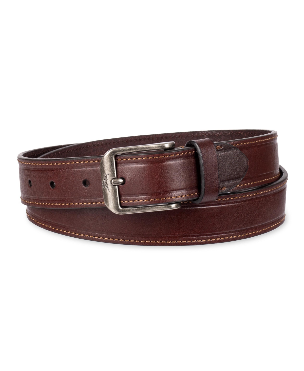 Shop Tommy Bahama Men's Casual Embossed Edge Leather Belt In Brown