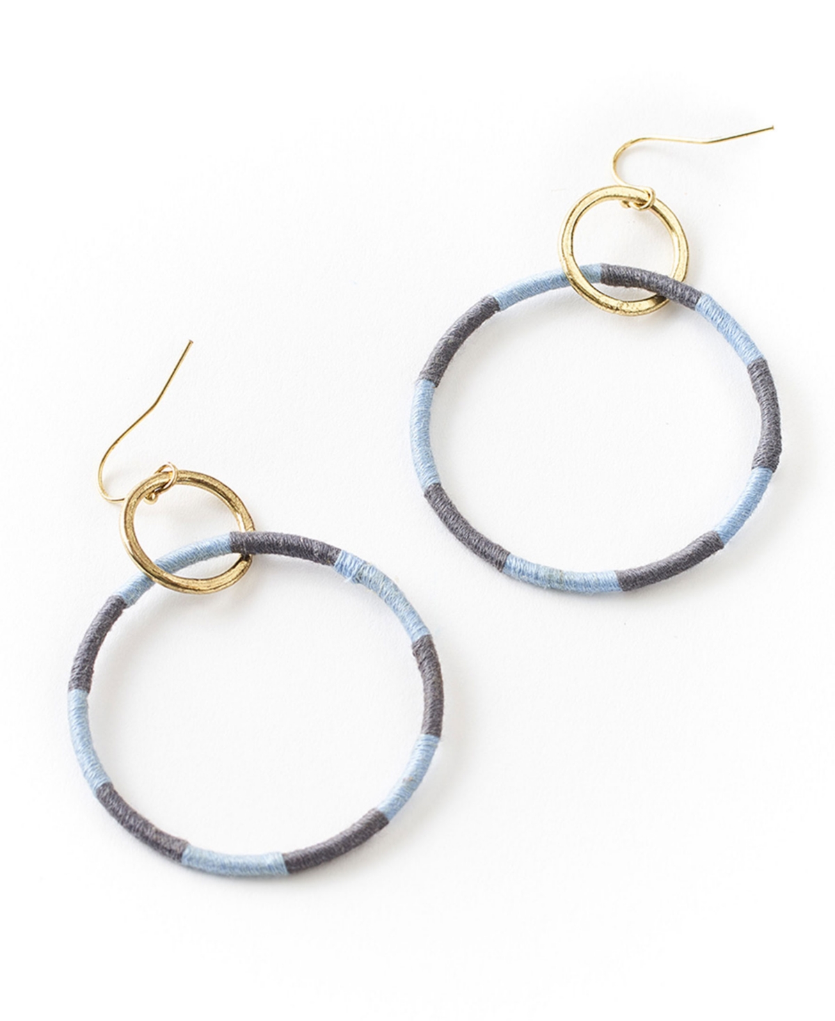 Matr Boomie Kaia Double Hoop Earrings - Blue Thread Wrapped