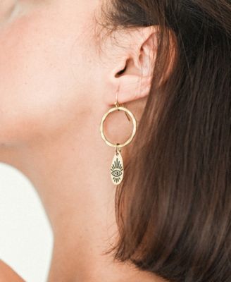 Ruchi Evil Eye Charm Gold Hoop Earrings