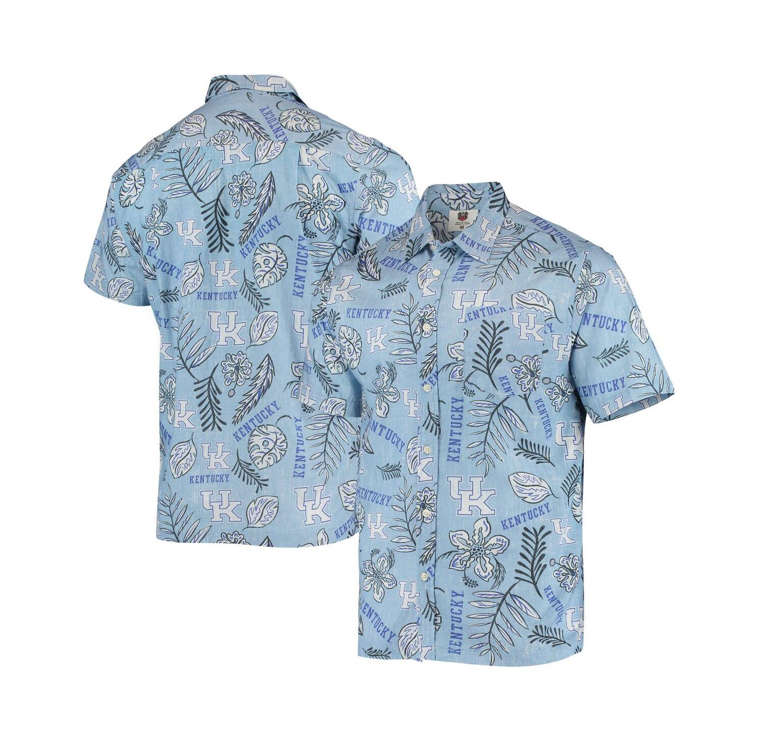 Men's Light Blue Kentucky Wildcats Vintage-Like Floral Button-Up Shirt