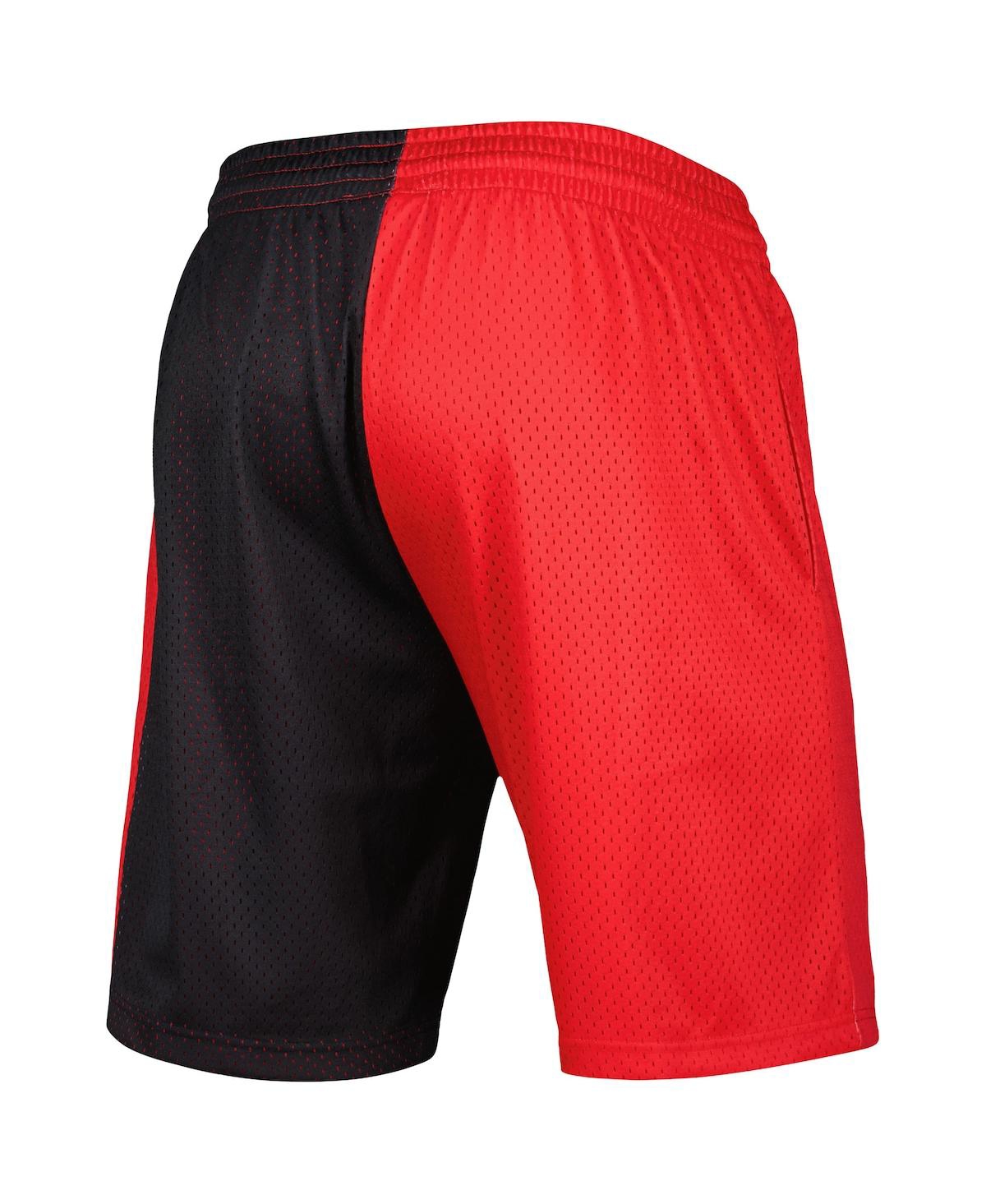 Shop Mitchell & Ness Men's  Black, Red Portland Trail Blazers Hardwood Classics 1996 Split Swingman Shorts In Black,red