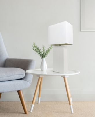 Lalia Home Lexington 21" Leather Base Modern Home D&eacute;cor Bedside Table Lamp with White Rectangular Fabric Shade