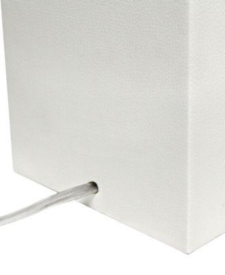 Lalia Home Lexington 21" Leather Base Modern Home D&eacute;cor Bedside Table Lamp with White Rectangular Fabric Shade