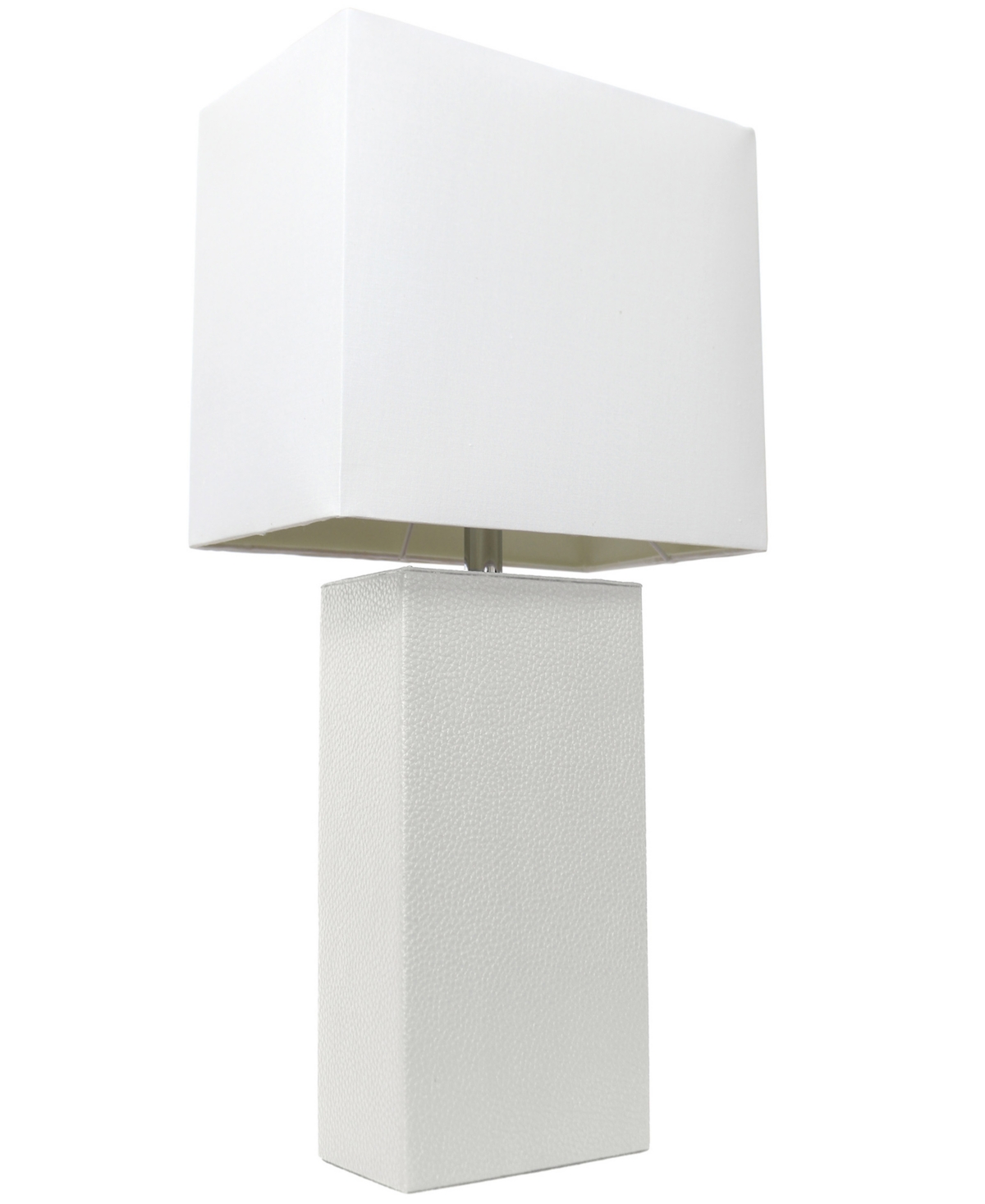 All The Rages Lalia Home Lexington 21" Leather Base Modern Home Decor Bedside Table Lamp With White Rectangular Fa
