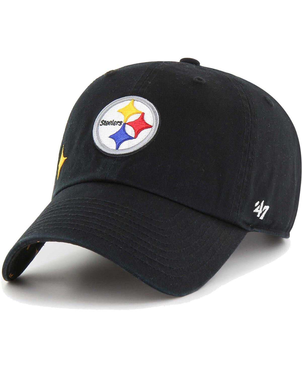 47 Brand Women's Black Pittsburgh Steelers Confetti Icon Clean Up Adjustable Hat In Black