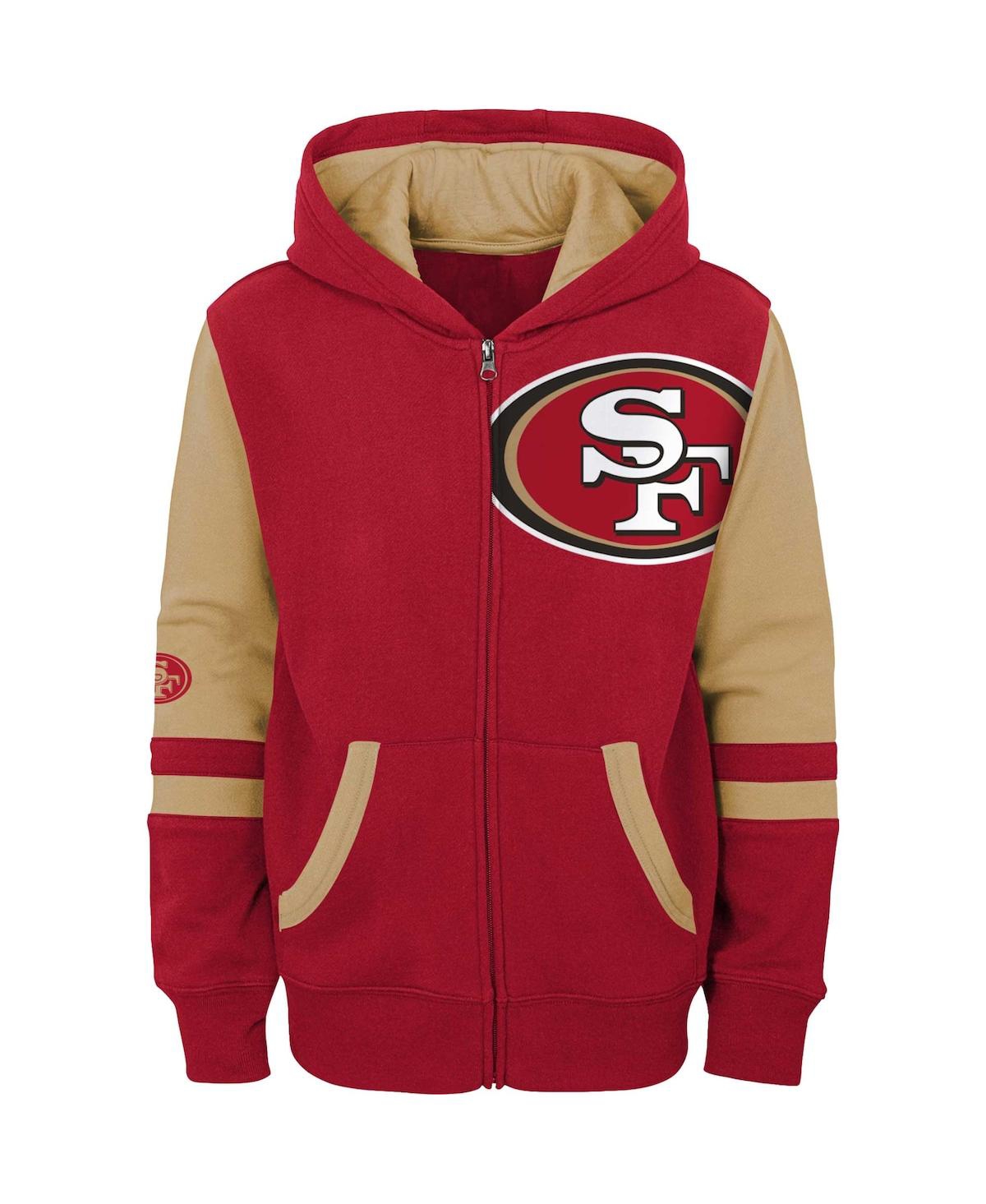 Outerstuff Preschool Scarlet San Francisco 49ers Stadium Color Block Full-zip Hoodie In Scarlet