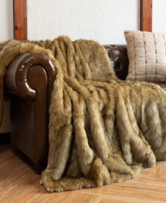 Luxury Tipped Faux Fur Throw, 60" x 80"